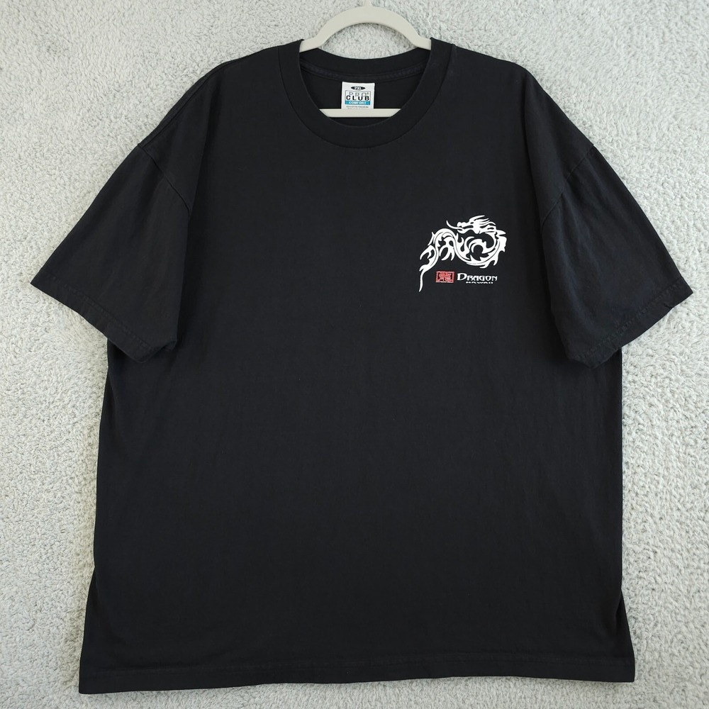 Vintage Hawaii Shirt Mens 2XL Black White Dragon Graphic Crew Neck Y2K Pro Club - Picture 3 of 13